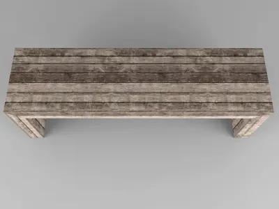 Wooden bench 3D model 5