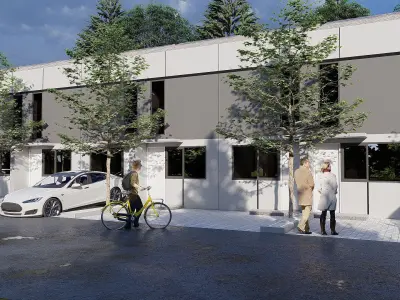 Narrow Modern House 3D Model 3 3 x 11 5 M Skp Lumion and DWG 3D model