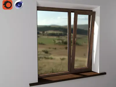 PVC windows wenge color brown high details 3D model