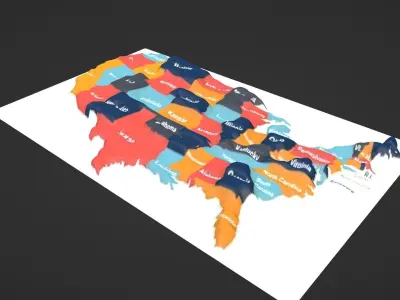 Usa Map Topography Low-poly 3D model