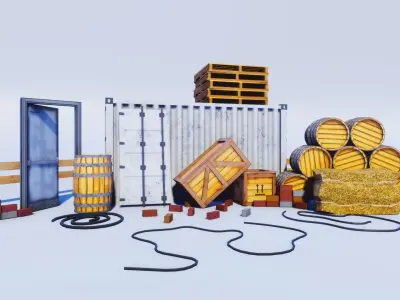 Cartoon Prop Essentials - Industrial Pack Low-poly 3D model