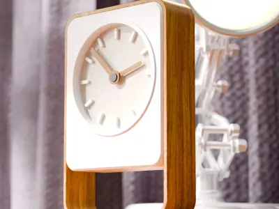 Modern Minimalist Desk Clock Wood and White 3D Model Free 3D model