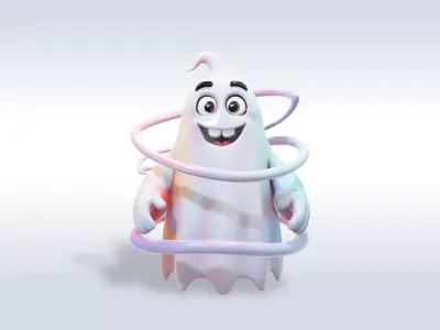 Cheerful Ghost Halloween Character 3D model purchase