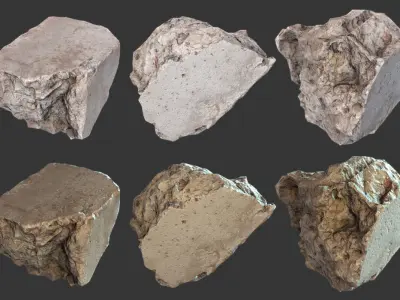 Small Concrete Debris Pack Low-poly 3D model