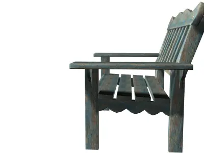 bench wooden chair Low-poly 3D model