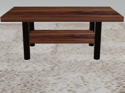 wooden table and carpet or rug 3D model