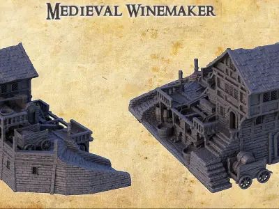 Medieval Winemaker Tabletop Terrain 28 MM 3D print model