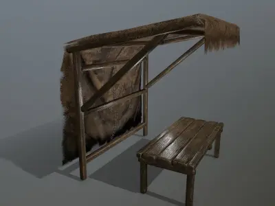 market  bench 1 Low-poly 3D model