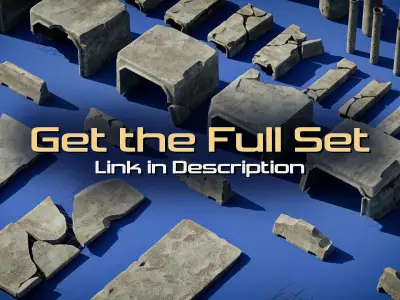 Weathered Concrete Barriers Free low-poly 3D model