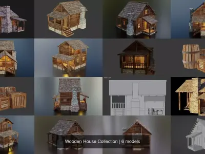 Wooden House Collection 3D Model Pack