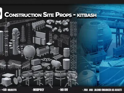60 Construction Site Props - KITBASH - VOL 04 3D model