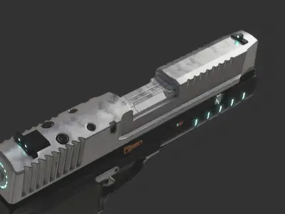 Sci-fi handgun Low-poly 3D model get