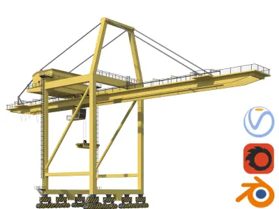 Container RTG Gantry Shore Harbour Cargo crane Quay side 3D model
