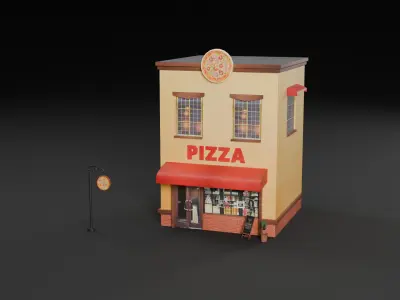 Cafe Fastfood Restaurant Pack  Low-poly 3D model