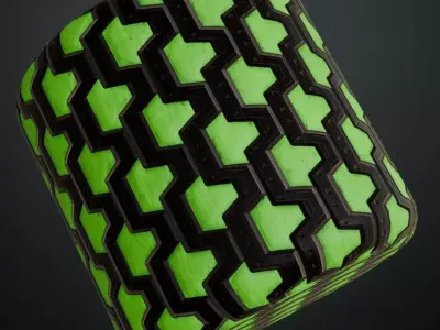 Green Sci-Fi Wall PBR Seamless Texture