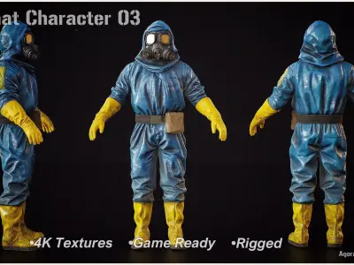 Hazmat character 03 Low-poly 3D model