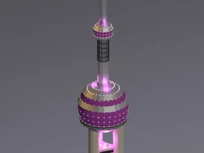 Shanghai Pearl Tower - Landmark Building Low-poly 3D model