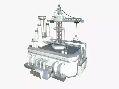 SciFi Factory A02 White Gray - Sci Fi Exterior Design Low-poly 3D model
