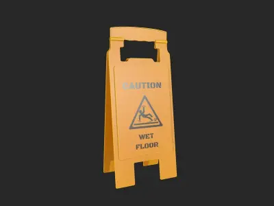 Wet Floor Sign for Game Ready Low-poly 3D model