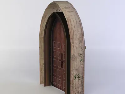 Door old wooden Low-poly 3D model