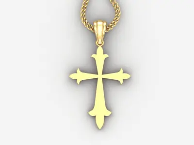 Light Gold 18K Cross Pendant 1CP002 3D print model buy