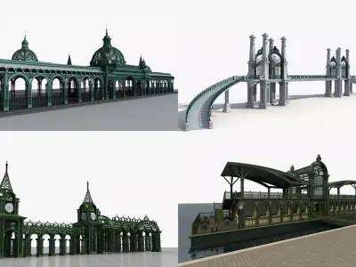 Collection of European Style Buildings 3D model