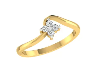 Solitaire Women Engagement Bypass Rings 3D print model 8