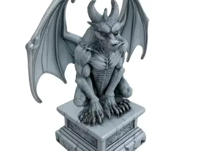 Highly Detailed Gargoyle Statue Low-poly 3D model
