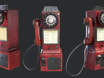 Vintage Dial Pay Phone Low-poly 3D model