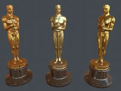 Oscar statuette PBR Game Ready Low-poly 3D model
