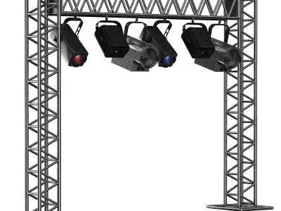 Soft theater farm with lighting equipment Low-poly 3D model