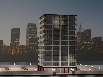 Apartment buildign with glass Free 3D model