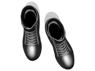 Men Casual Lace High-top Leather Ankle Boots Sneakers Low-poly 3D model