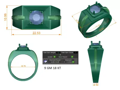 Mens Ring  Render 3dm STL OBJ FBX Details 3D print model 5