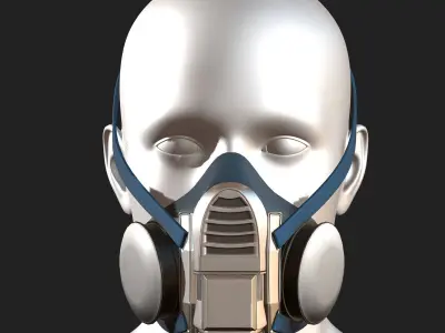 Gas mask respirator military combat  Low-poly 3D model