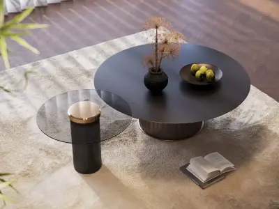 Modern Minimalist Round Coffee Table Set 3D model buy