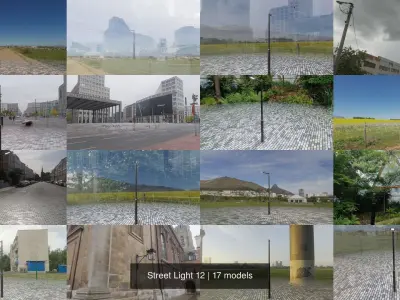 Street Light 12 3D Model Pack