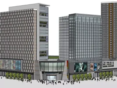 Highrise hotel building sketchup model 3D model