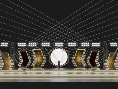 Entertainment Concert Event Stage 3D Model with Lights 3D model