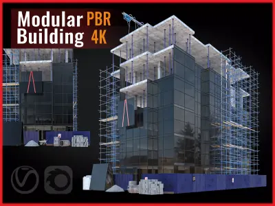 Lowpoly Modular Building 12 Low-poly 3D model