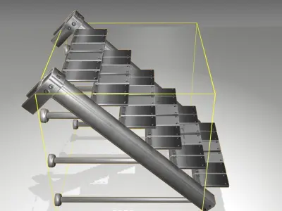 Futuristic Stairs - 13 - Basic Textures Low-poly 3D model