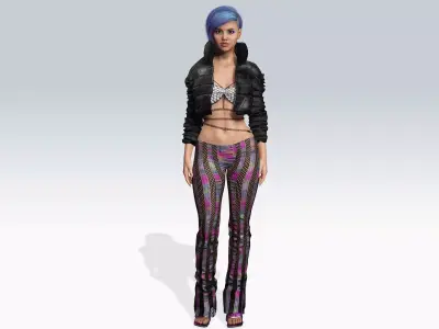 Scifi cyberpunk Girl - Fully Rigged Low-poly 3D model