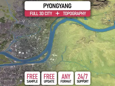 Pyongyang - 3D City Topography Terrain 3D Model Pack