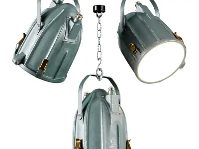 Vintage industrial lamp-searchlight in the form of a bullet 3D model