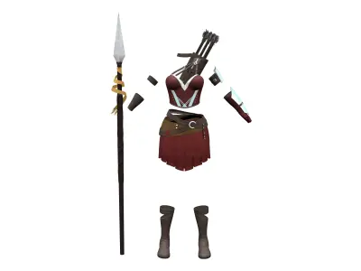 Full Warrior Archer Outfit Low-poly 3D model