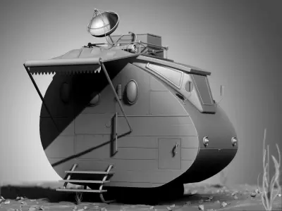 Stylized Cartoonic spaceship 3D model