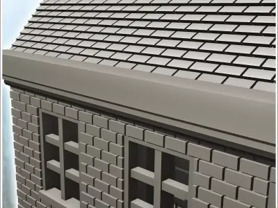 European urban building with store 7 - Modern WW2 WW1 World War  3D print model