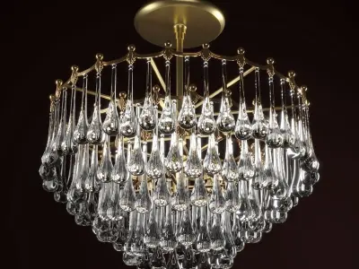 1940s Hollywood Teardrop Chandelier 3D model