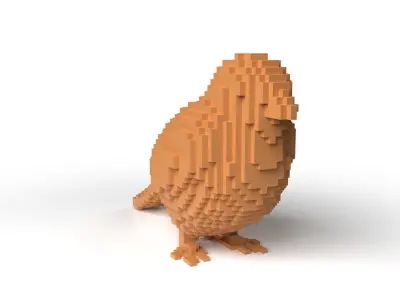Sparrow Minecraft Voxel Low-poly 3D model