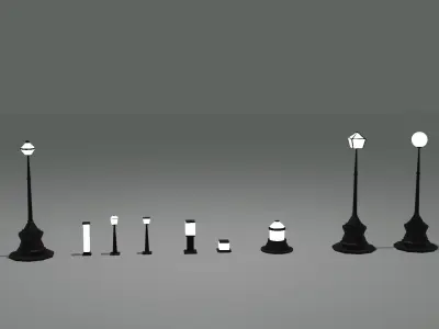 street light set Low-poly 3D model buy